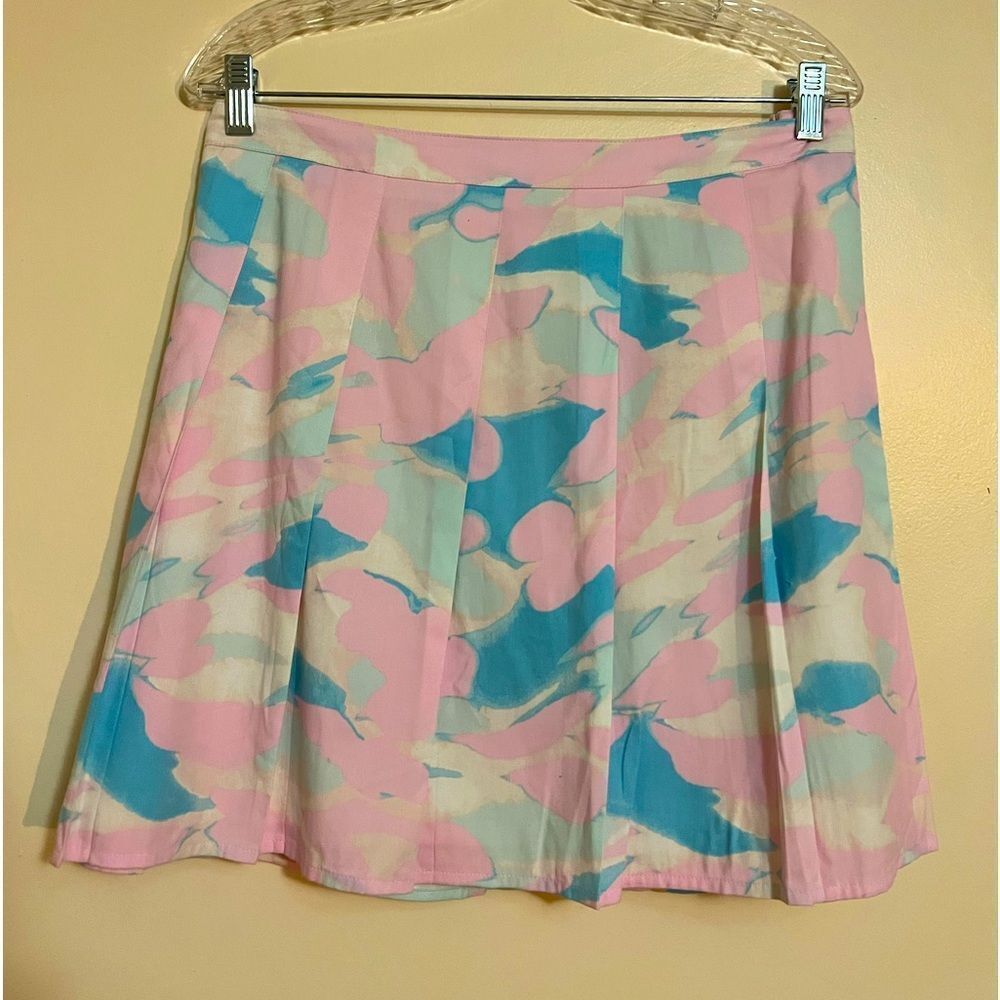 BP PLUS Pink Blue Painted Camo Skirt